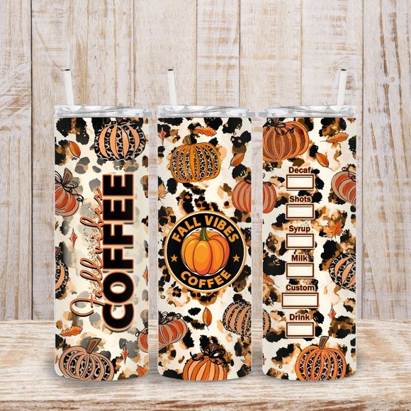 Fall Coffee Tumbler, 20 oz Tumbler, Fall Vibes, Fall Tumbler - Picture 1 of 2